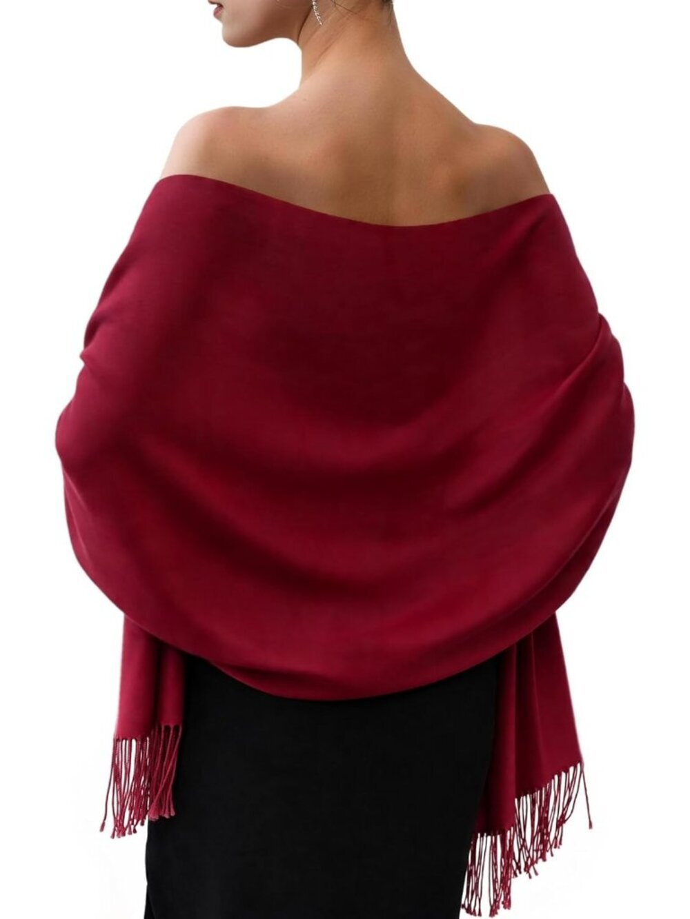 〽️Women's Dark Red Evening Dresses Blanket Imported Pashmina Shawl Scarves